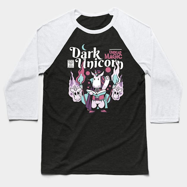 Dark Unicorn Undead Magic E-Girl Pastel Goth Baseball T-Shirt by wbdesignz